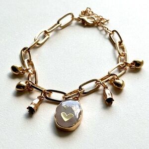 Handmade Heart Y2K Style Charm Bracelet in Gold Colour